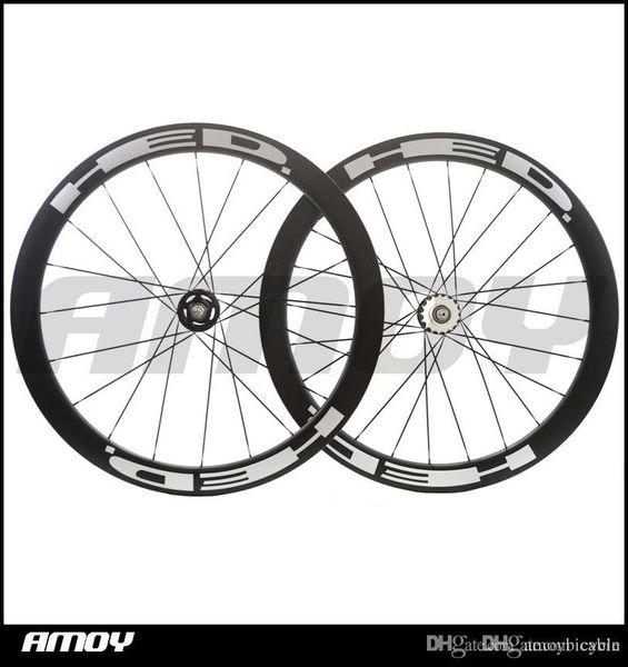 

25mm width 50mm high hed paint fixed gear carbon wheelset full carbon 700c road track bike bicycle wheelswheels