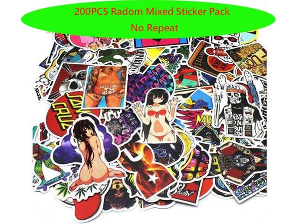 

упаковка из 200pcs оптовых случайного смешанной наклейки hotesale водонепроницаемых нет повторы наклейки для бутылки скейтборда портативного