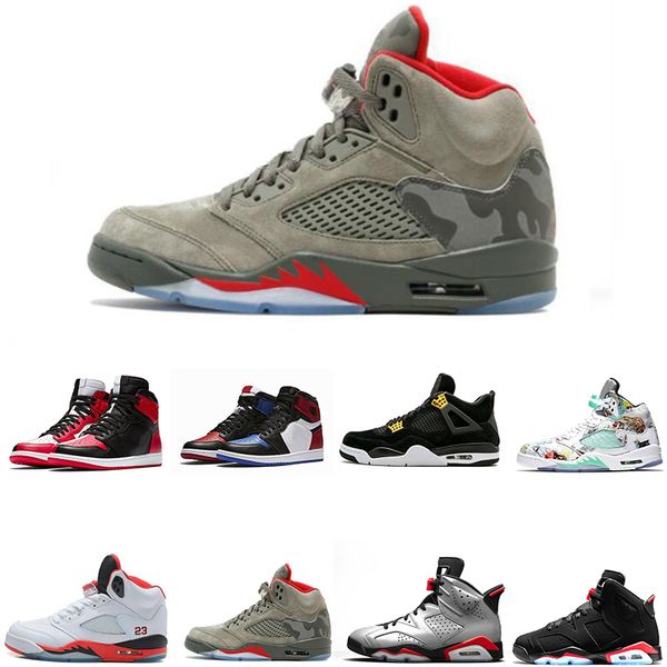 

Big Size 13 Mens Shoes Top Quality Fashion 1s 3s 4s 5s 6s Men Basketball Shoes Tinker UNC Black Cat Black Grape Oreo Athletic Sports Shoes