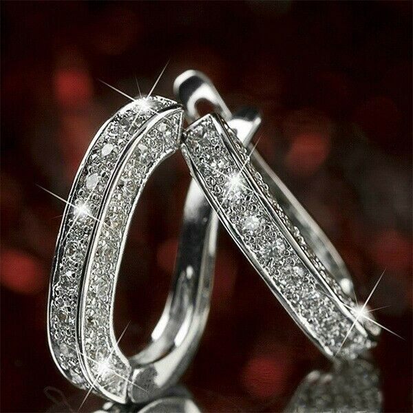 

huitan silver/rose gold/gold color available delicate hoop earrings for women cz zircon stone wedding party daily wear jewelry, Golden;silver
