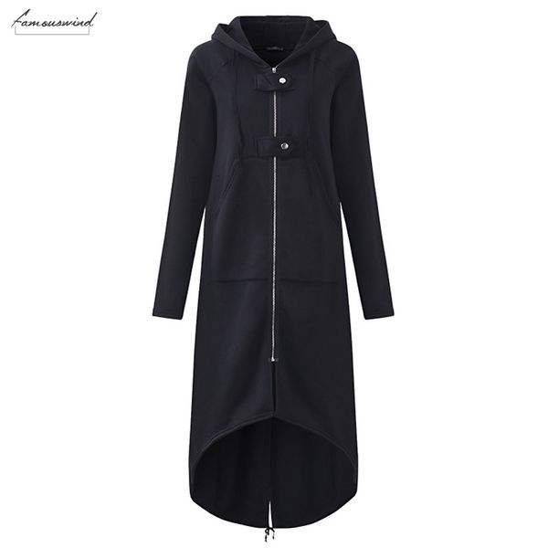 

2019 куртки осень с капюшоном с длинным рукавом толстовки z толстовки пальто и пиджаки твердых нерегулярных хем черных женщинами плюс размер, Black;brown