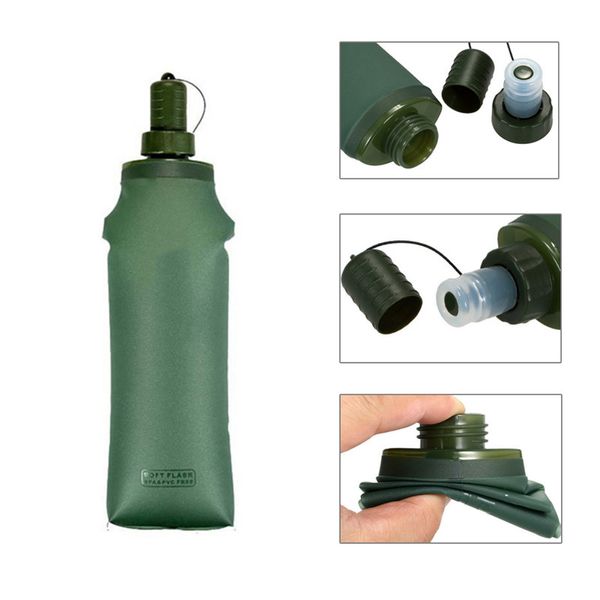 

250ml 500ml tpu outdoor sport bottle hydro soft flask collapsible drink water bottle for running camping hiking bicycle fitness