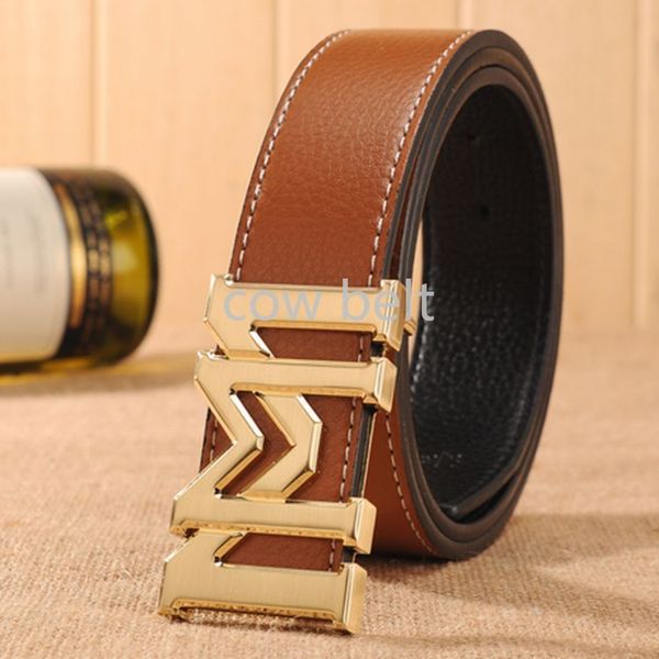 

2019 fashion designer belt brand new 1pcs cool couples leather gold mm buckle smooth casual waist strap belt waistband ne286o, Black;brown