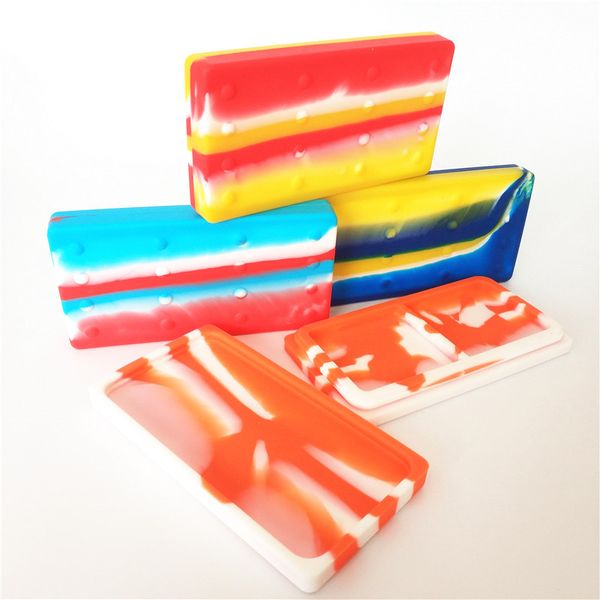 

50ml rectangle 2 pits assorted color silicone container for dabs round shape silicone containers wax silicone jars dab containers
