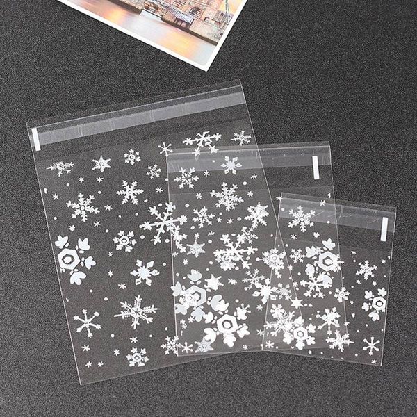 

mini transparent scrub flat pocket christmas snowflake diy gift packaging bags christmas candies plastic cookie bag