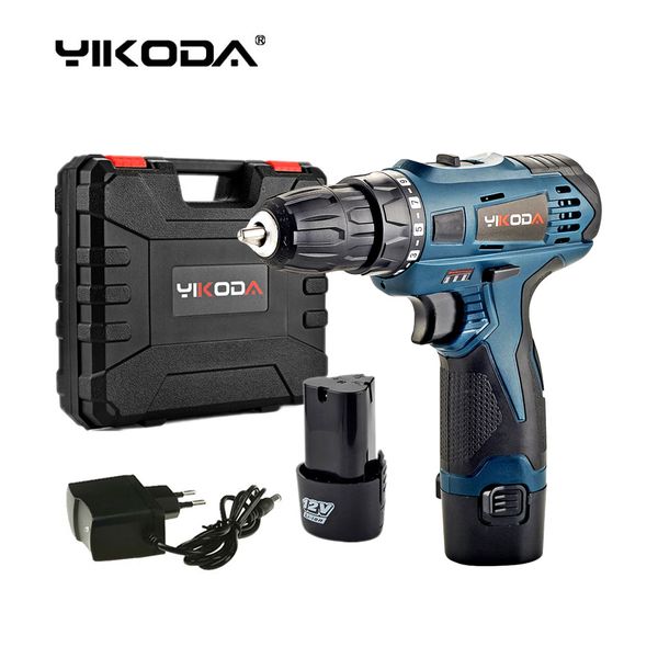 

yikoda 12v cordless drill multi-function rechargeable electric screwdriver household power tools two piece lithium battery plastic case