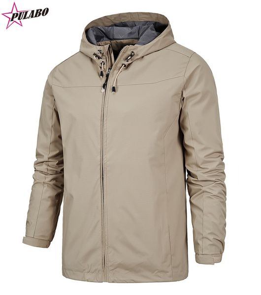 

pulabo men's glennaker lake rain hooded waterproof and breathable trench men mens spring autumn armygreen jackets and coats, Tan;black