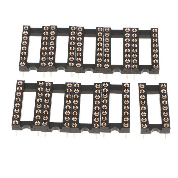 

10pcs 2.54mm row pitch pins soldering dip ic chip socket adaptor 16p