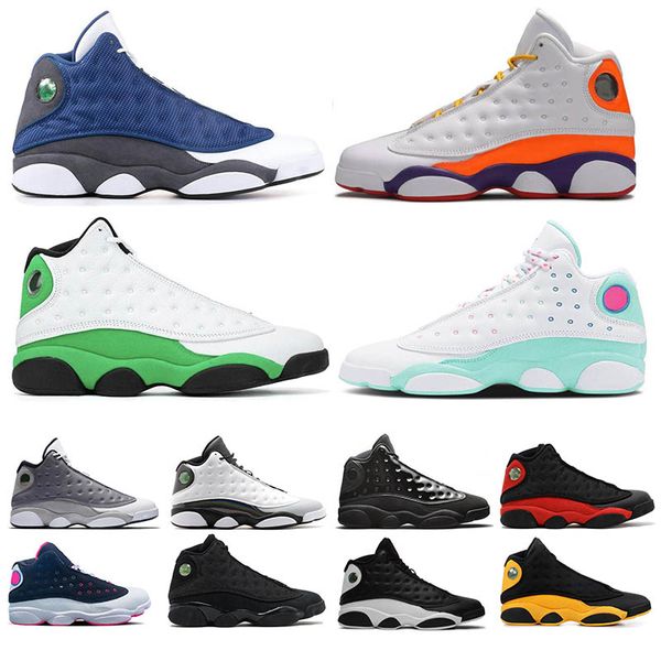 

13 13s woemn men basketball shoes flint barons hologram aurora luck green island atmosphere grey cap and gown bred sport sneakers