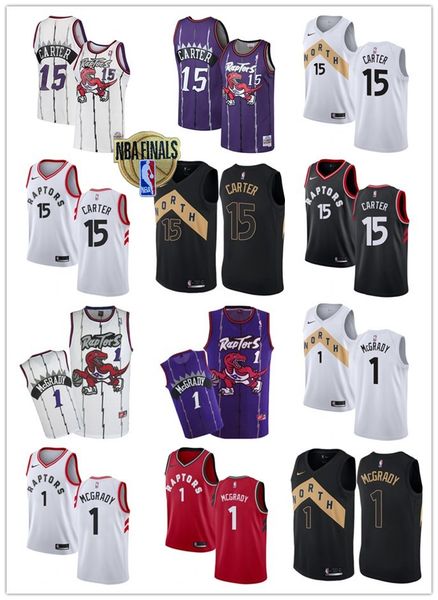 

Men 039 women 039 youth 2019 final mcgrady 1 tracy 15 vince carter black white red cu tom ba ketball jer ey raptor