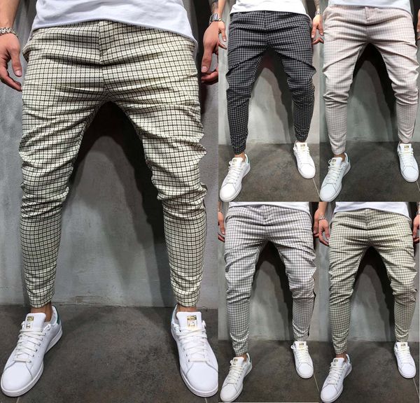 

мужские чеки / плед slim fit повседневный спортивный тренажерный зал узкие спортивные брюки joggers брюки, Black