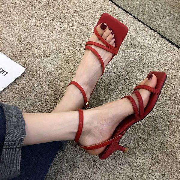 

women's shoes sandals 2020 summer new fashion thin heels high heels, Black