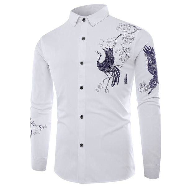 

Chinese Style Animal Print Men Dress Shirts High Quality Shirt For Man Long Sleeve Camisas Masculino Casual Blusas Gomlek XXXXL