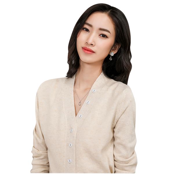 

lhzsyy spring autumn new women' cashmere cardigan fashion single-breasted v-neck solid color wool knit sweater short wild blouse, White;black