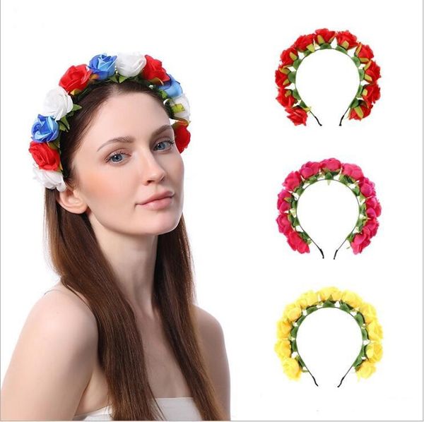 

headband rose flowers hair sticks bohemian bridesmaid headdress beach princess headwear wedding christmas hair clip hair accessories ayp5661, Slivery;white