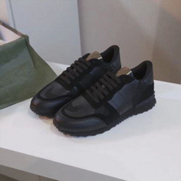 

wmoen and men casual shoes camouflage genuine leather lace up couple star shoes rivets flat shoes mix color, Black