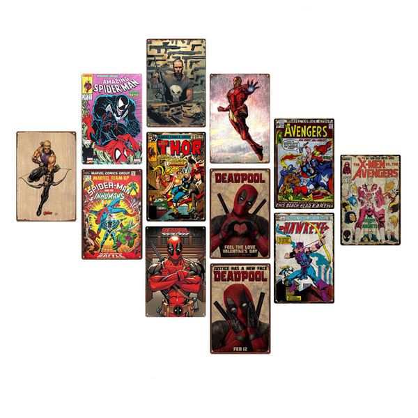 

tin metal decor 20*30cm metal tin sign bar pub decorative iron sign retro metal plate marvel spider man thor
