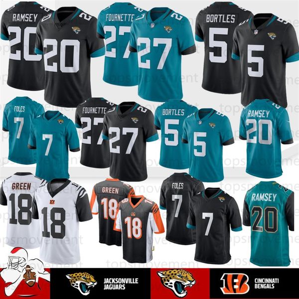 

Jacksonville 20 Jalen Ramsey Jaguar Jerseys 27 Leonard Fournette 84 Keelan Cole 5 Blake Bortles Cincinnati Bengal 18 A.J. Green Stitched Hot