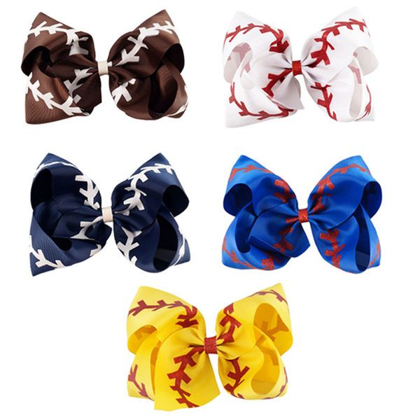 

7 inch jumbo softball bow glitter baseball bow with ponytail holder cheerleading bows for cute sports cheerleader girl fj368, Slivery;white