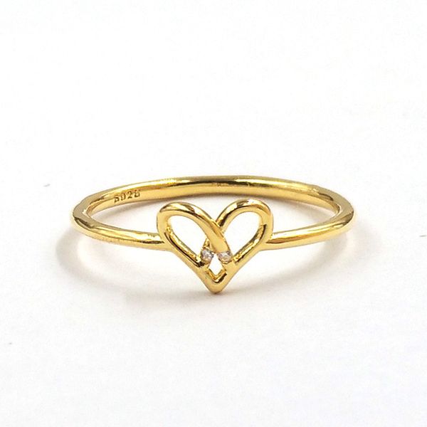 

3 colors selling knotted love ring female simple new hollow love heart ring heart valentine's day gift, Golden;silver