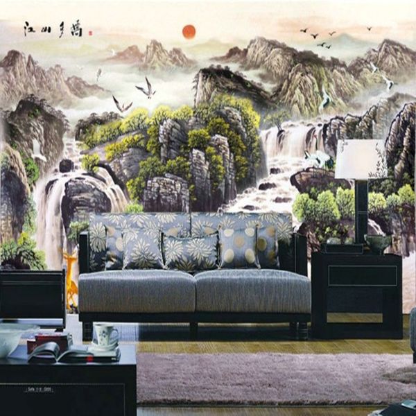 

custom home decoration large mural living room bedroom tv background wall wallpaper chinese painting landscape non-woven wallpaper