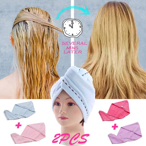 

rapided drying hair towel quick dry hair hat wrapped towel bathing cap textile 2pcs fh5