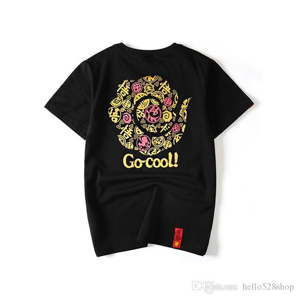 

лето новая японская волна карты благоприятный бронзовый простой тренд личности пара мужчин с короткими рукавами футболки мода тройник, White;black