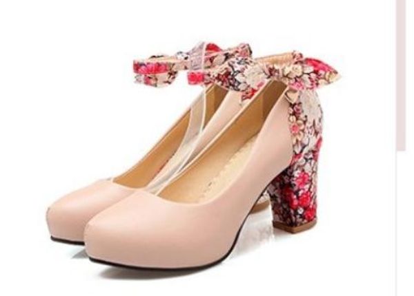 

2019 bowknot women's shoes in spring and autumn with new style high heel coarse heel round head @164, Black