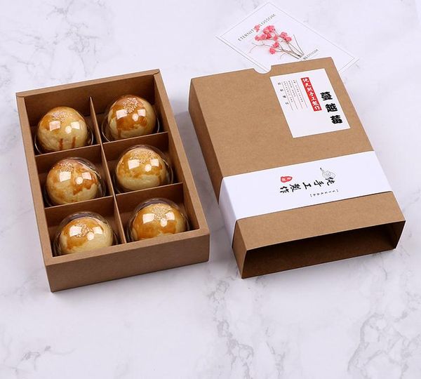 6 Cavidade Kraft Papel Biscoito Embalagem Caixa de Doces Biscoito De Chocolate Caixa De Papelão De Papelão Caixa De Presente SN2618