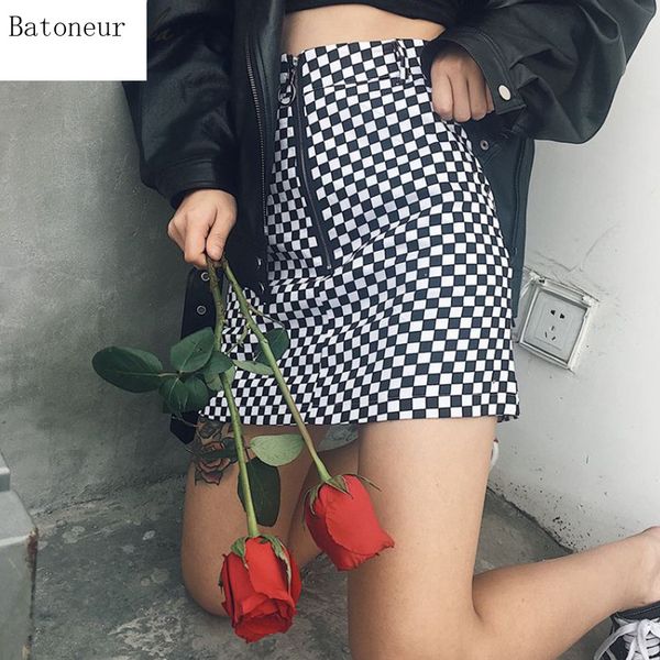 

summer casual women new skirt basic fashion black whait plaid high waist wild british styl ladies mini skirts
