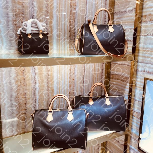 

SPEEDY BANDOULIERE 30 см Высокого Качества для Женщин Tote Top Handle Плечо Сумка через плечо Коричневый Белый Водонепроницаемый Холст M41112 25 35 40 см
