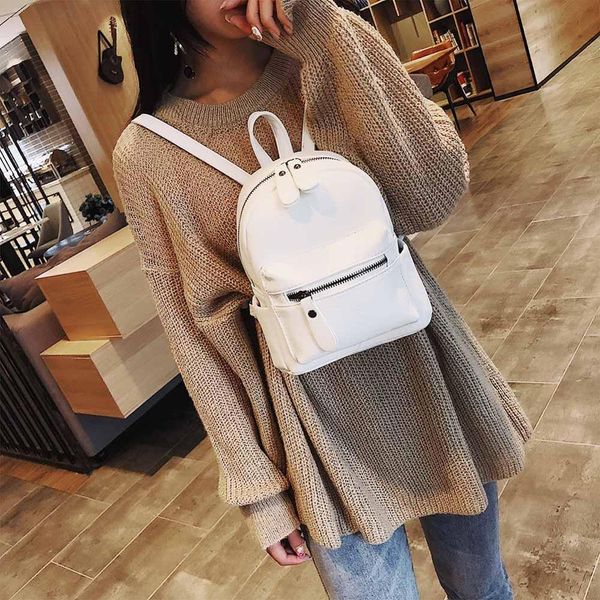 

fashion teenage girls preppy style mini backpack pu leather travel bags women backpack mochila feminina black/ brown/pink/white