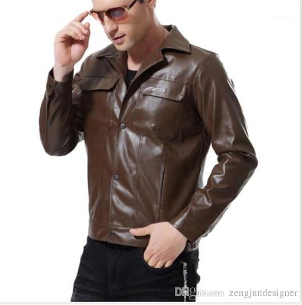 

pu куртки с длинным рукавом сплошной цвет мода стиль homme одежда зимняя ветрозащитная повседневная одежда мужская повседневная дизайнер, Black;brown