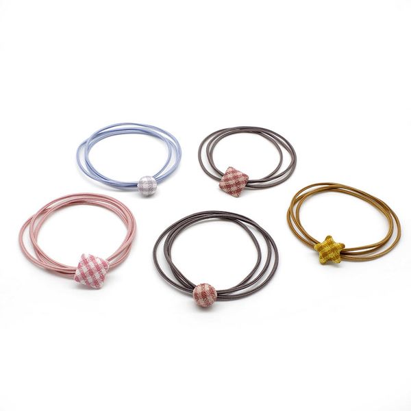 

6pcs/bag high elastic hair bands simple star square hair rope ties for women girls ponytail holder accessories wholesale