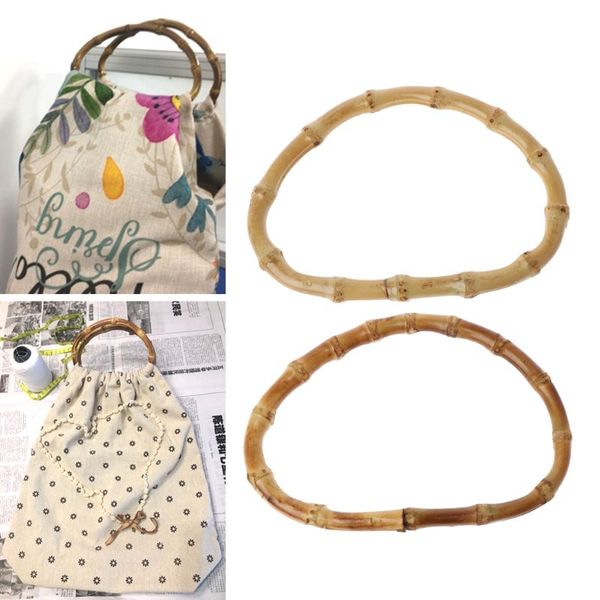 

1 pc d shape bamboo bag handle for handcrafted handbag diy replacement bags parts accessories good quality 13cm, Black