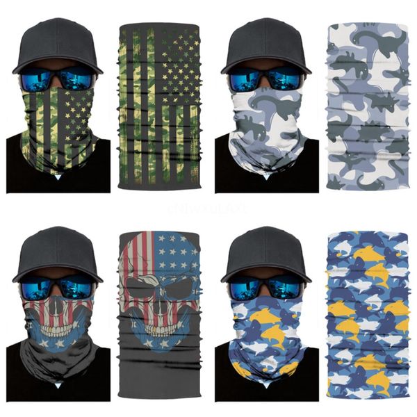 

protection sports bib hip hop flexible skull scarf flag series seamless multi-function magic headband riding face towel #189#469, Blue;black