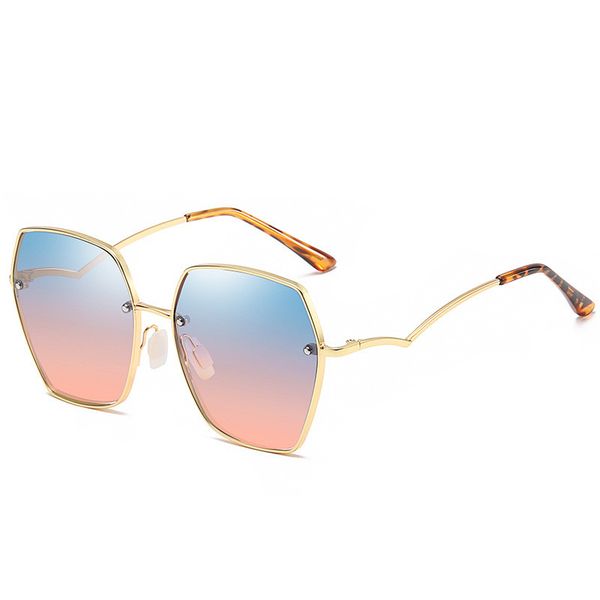 

female women glasses big metal frame sunglasses polarized double-color glasses gradient lens fashion personality