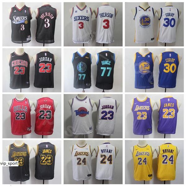 

Youth lebron jame jer ey 23 kid ba ketball michael 23 allen iver on 3 kobe bryant 24 luka doncic 77 tephen curry 30 children, Black;red