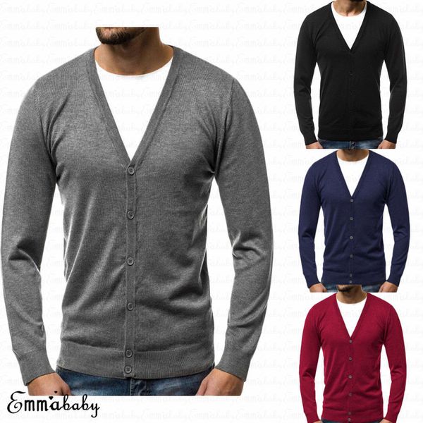 

2018 fall winter men's long sleeve knitted v neck button slim fit cardigan sweaters casual knitwear warm plus size -3xl, White;black
