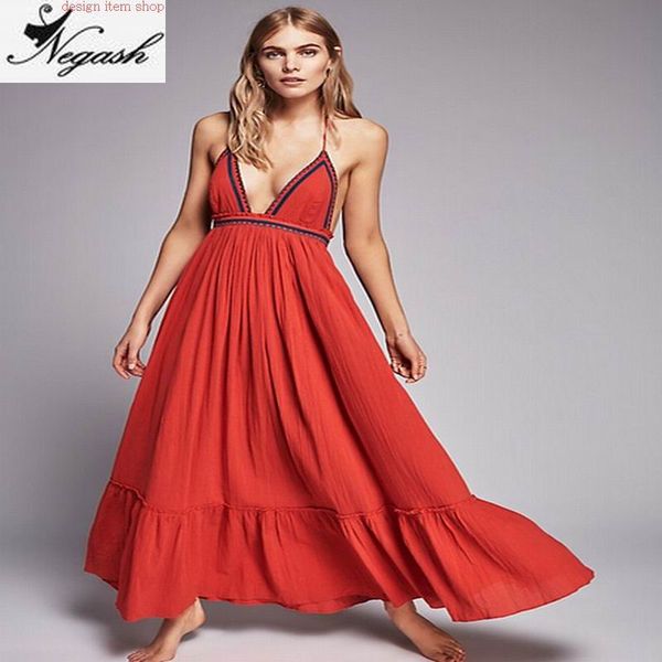 

loose maxi dress summer dress vestido de festa women bohemian backless embroidery vneck boho hippie chic people vestidos, Black;gray