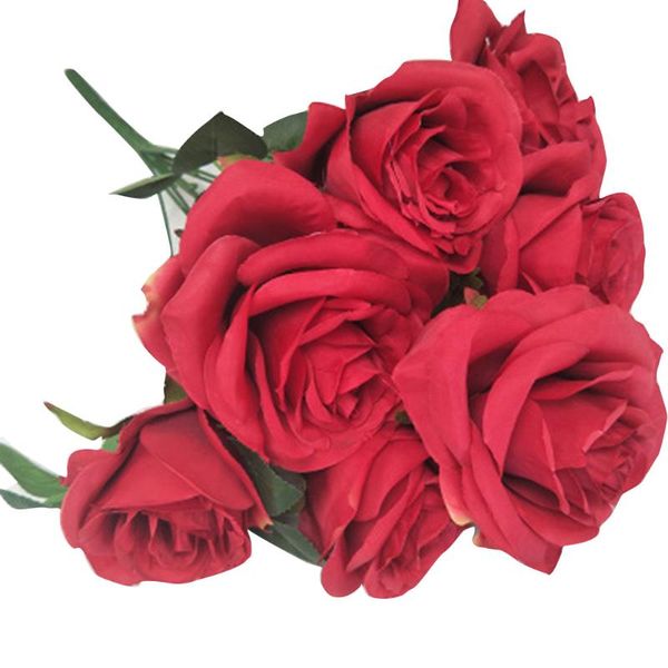 

artificial rose 1 bouquet 9 heads rose flowers fake roses silks flower for diy home garden wedding decoration 66cy