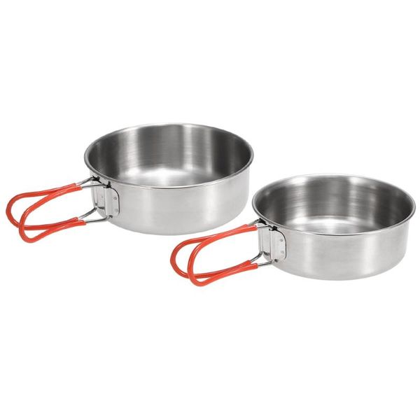 

2pcs stainless steel bowls outdoor camping hiking picnic portable cookware camping cookware stove outdoor dinner plates