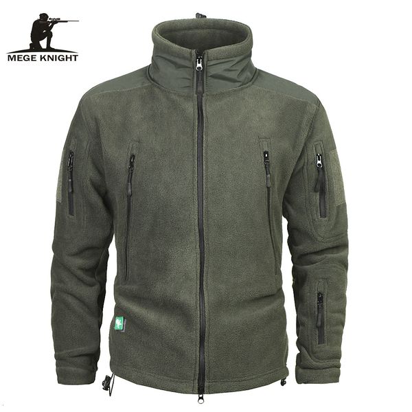 

mege brand clothing coat men thicken warm military army fleece jacket patchwork multi pockets polartec men's jacket and coats ly191206, Black;brown
