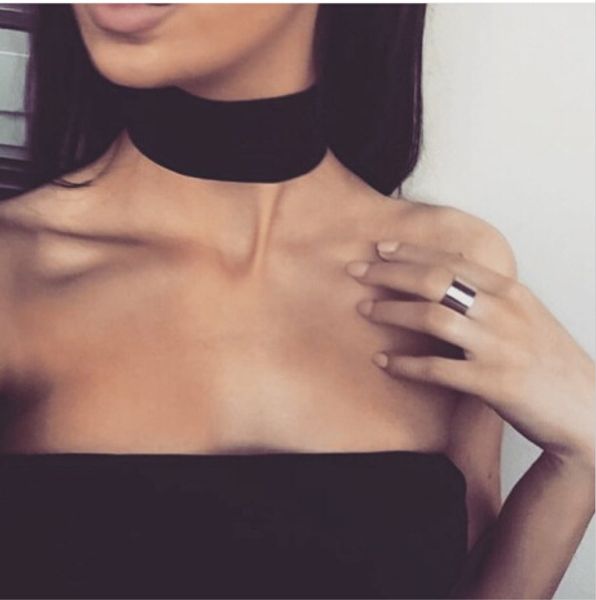 

summer fashion jewelry accessories wide black lace tattoo choker necklace for couple lovers, Silver