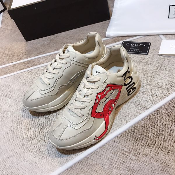 

2020q luxury designer gucci gg men and women brand printing increased casual shoes luxury comfortable tennis running shoes, Black