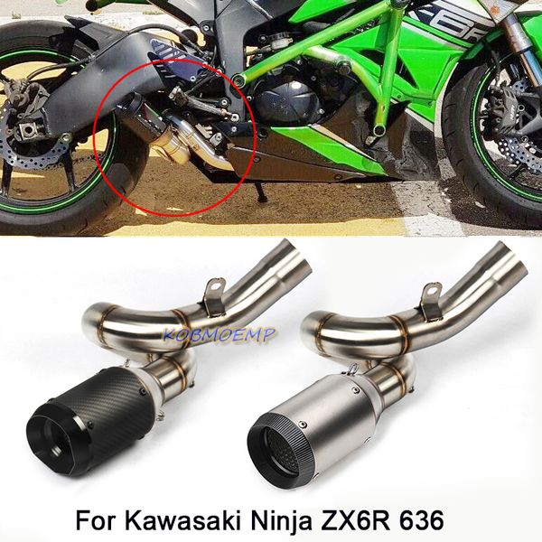 Per il 2009-2019 Kawasaki Ninja ZX6R Ninja ZX636 Slip On Scarico Collegamento tubo centrale marmitta tubo