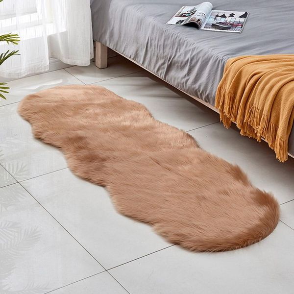 

190x70cm luxury soft artificial wool sheepskin carpet fluffy area rug white fur carpet shaggy long hair solid mat home decor