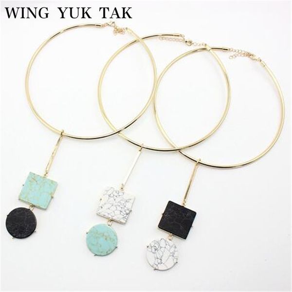 

wing yuk tak collares rushed collier 2017 new choker necklace fashion jewelry women accessories marble & unique design torques, Silver