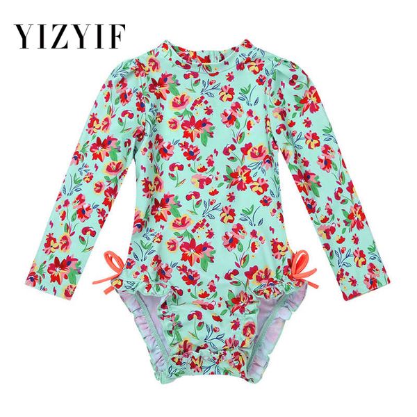 

infant baby girls swimsuit swimwear floral toddler beach wear baby girls floral printed back zipper summer swimming bathing suit, White;black