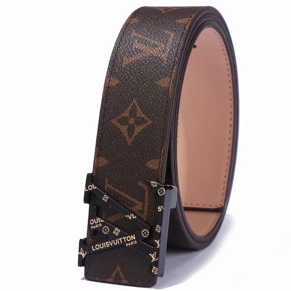 

2020 дизайн мужская пояса письмо и деловые женские сплав пряжки лв, Black;brown